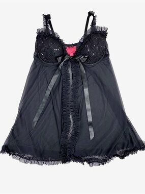Victoria’s Secret‎ Sexy Little Things 34C Black Mesh Babydoll Lingerie